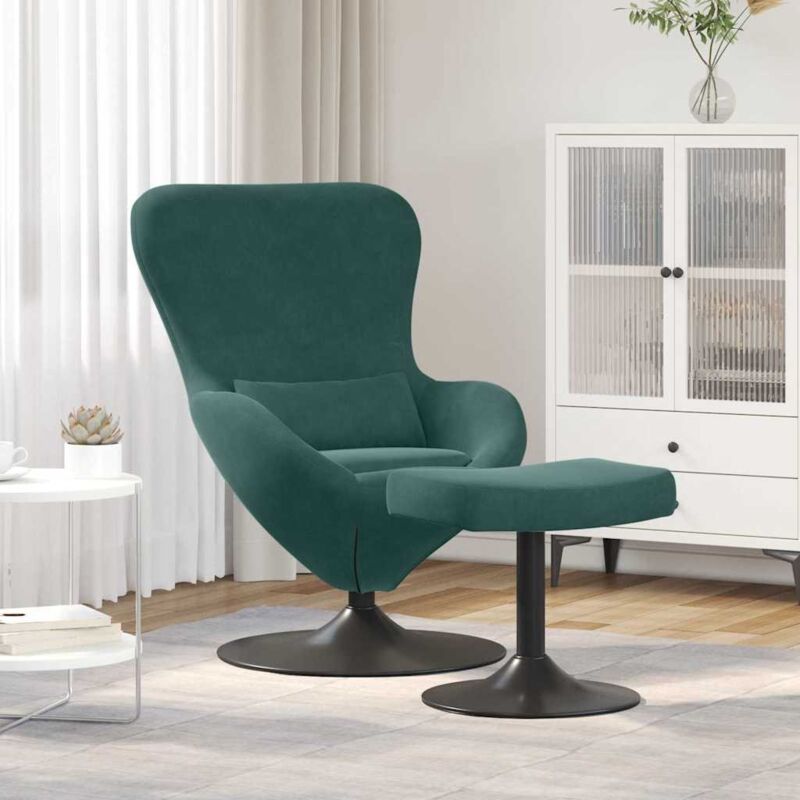 Egg Chair with Footstool Dark Green 63 x 73 x 90 cm Velvet vidaXL