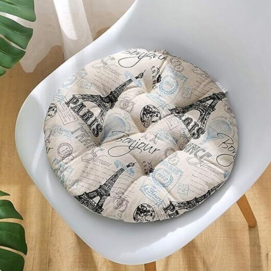 (Eiffel Tower) Set of 4 Chair Cushions for Patio, 40x40cm, Home, Car, Sofa, Office, Tatami Decoration