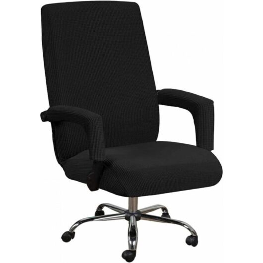 Elastic Office Chair Cover, Computer Chair, Universal Chair Cover, Office Chair Cover, Decorative Protective Relaxation Chair Cover (Black, Size: XL)