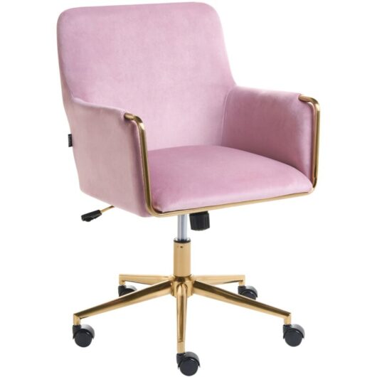 Executive Office Chair Pastel Pink Velvet Upholstery Seat Height Adjustment Titl Swivel Padding ALTONA