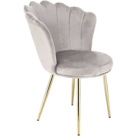 FREYA Velvet Upholstered Petal Back Scallop Accent Dining Chair - Taupe