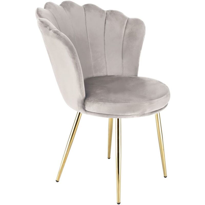 FREYA Velvet Upholstered Petal Back Scallop Accent Dining Chair - Taupe