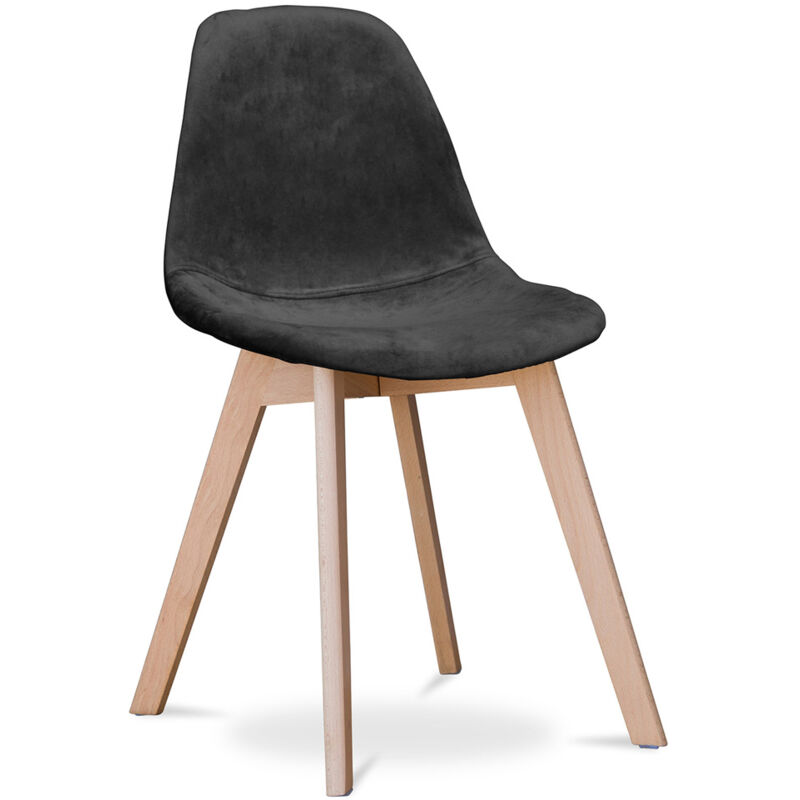 Fabric Upholstered Dining Chair - Scandinavian Style - Denisse Black