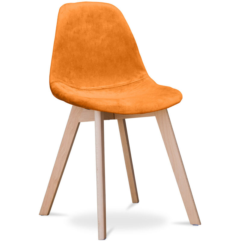 Fabric Upholstered Dining Chair - Scandinavian Style - Denisse Orange