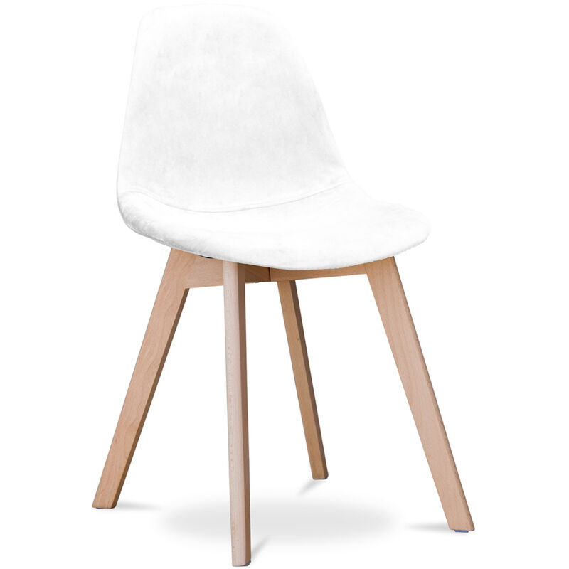 Fabric Upholstered Dining Chair - Scandinavian Style - Denisse White