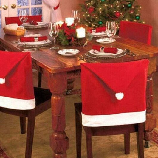 Flywind Christmas Chair Covers, Set of 6 Christmas Chair Covers for Dinner Party Decoration