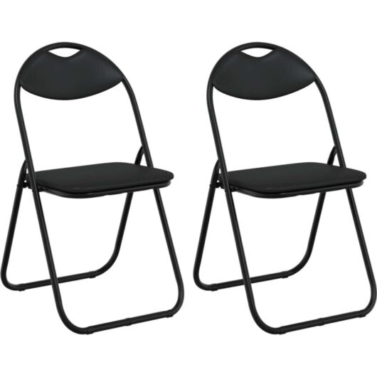 Foldable Dinning Chair 2 pcs Black 48 x 43.5 x 81 cm PVC steel vidaXL