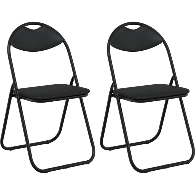 Foldable Dinning Chair 2 pcs Black 48 x 43.5 x 81 cm PVC steel vidaXL