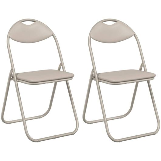 Foldable Dinning Chair 2 pcs Sand 48 x 43.5 x 81 cm PVC steel vidaXL