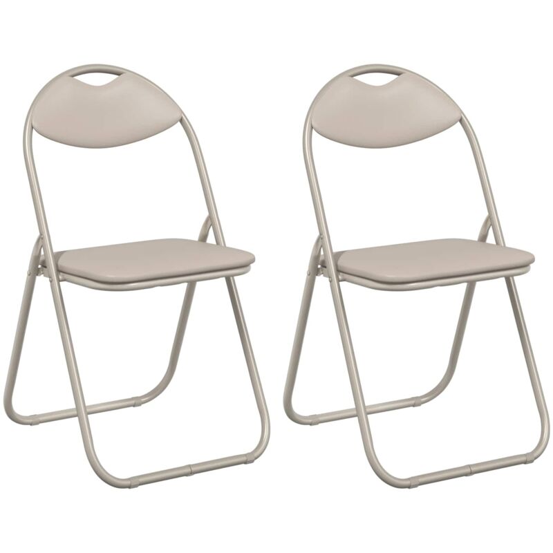 Foldable Dinning Chair 2 pcs Sand 48 x 43.5 x 81 cm PVC steel vidaXL