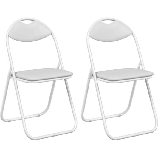 Foldable Dinning Chair 2 pcs White 48 x 43.5 x 81 cm PVC steel vidaXL