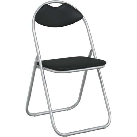 Foldable Dinning Chair 8 pcs Black 48 x 43.5 x 81 cm PVC steel vidaXL