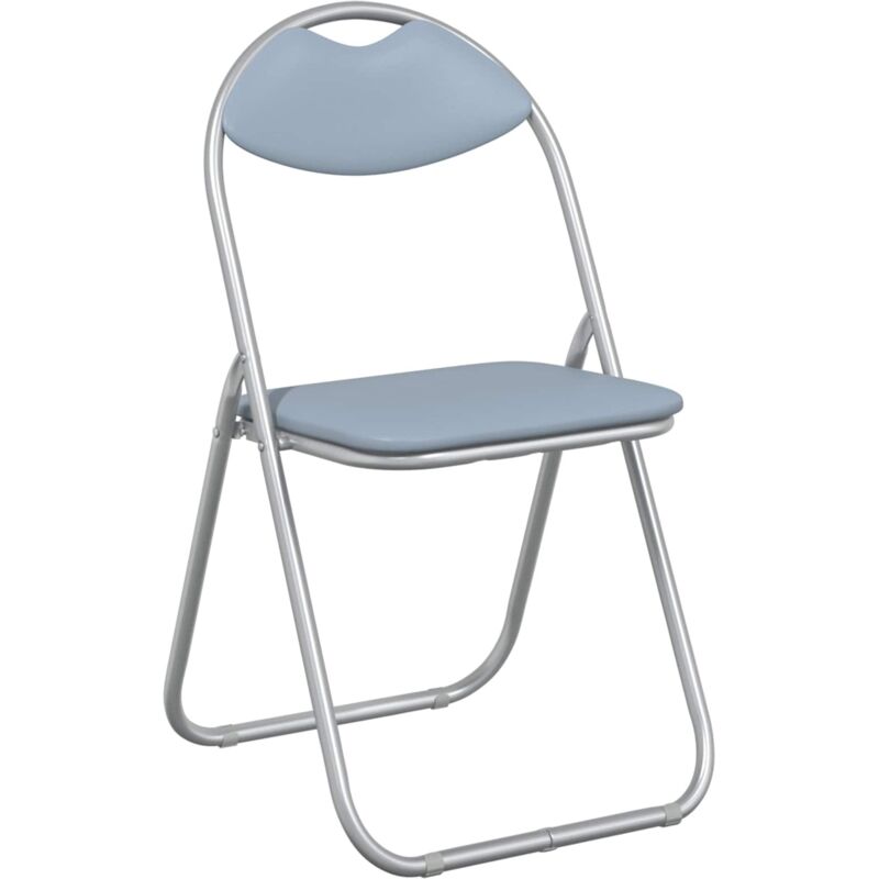 Foldable Dinning Chair 8 pcs Grey 48 x 43.5 x 81 cm PVC steel vidaXL