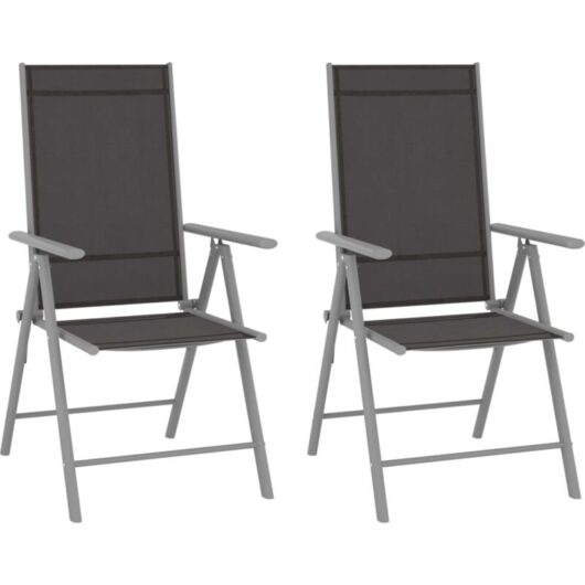 Folding Garden Chairs 2 pcs Textilene Black vidaXL