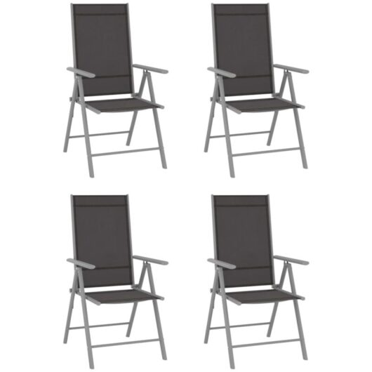 Folding Garden Chairs 4 pcs Textilene Black vidaXL
