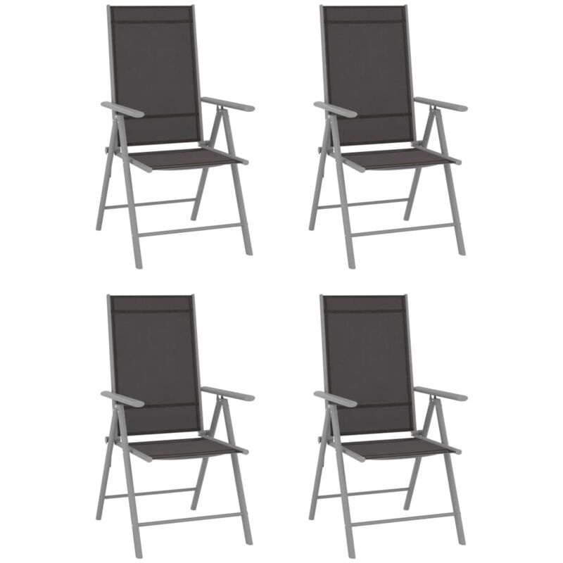 Folding Garden Chairs 4 pcs Textilene Black vidaXL