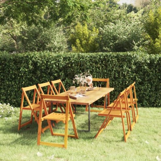 Folding Garden Chairs 8 pcs Solid Wood Acacia vidaXL
