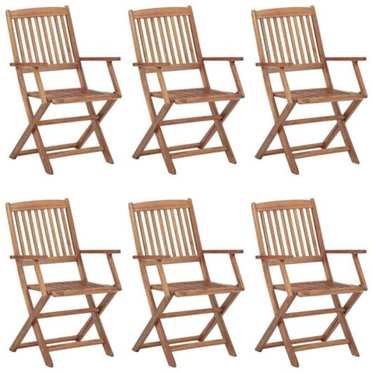 Folding Outdoor Chairs 6 pcs Solid Acacia Wood vidaXL