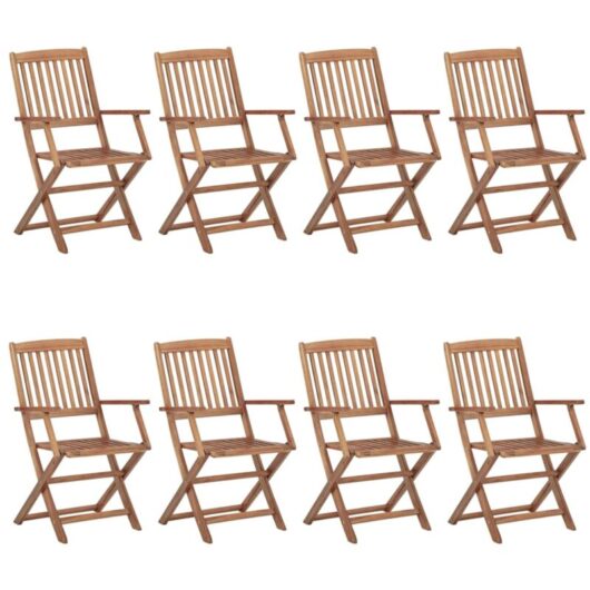 Folding Outdoor Chairs 8 pcs Solid Acacia Wood vidaXL