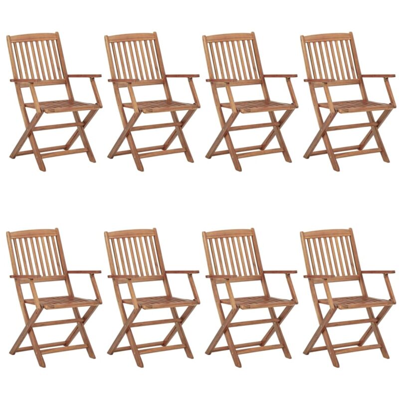 Folding Outdoor Chairs 8 pcs Solid Acacia Wood vidaXL