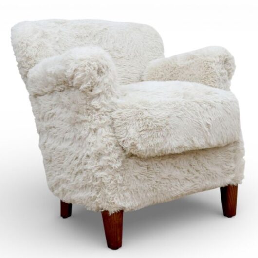 Fur Club Chair Plush Cream Lounge Accent Chair