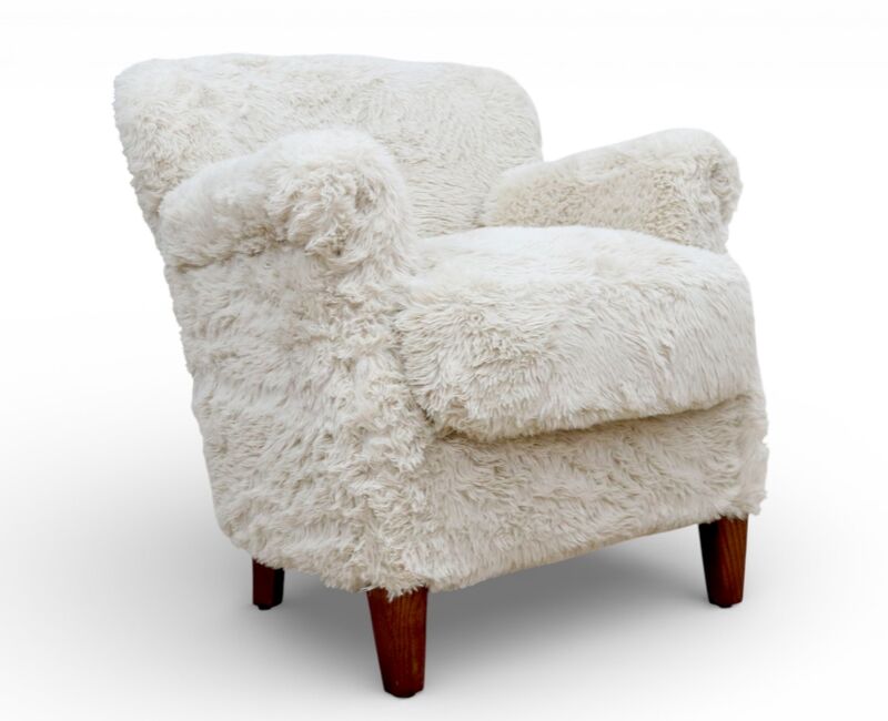 Fur Club Chair Plush Cream Lounge Accent Chair