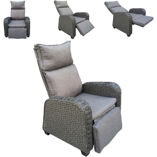 Furniture One - Patio Adjustable Recliner Chair with Cushions - Dark Grey