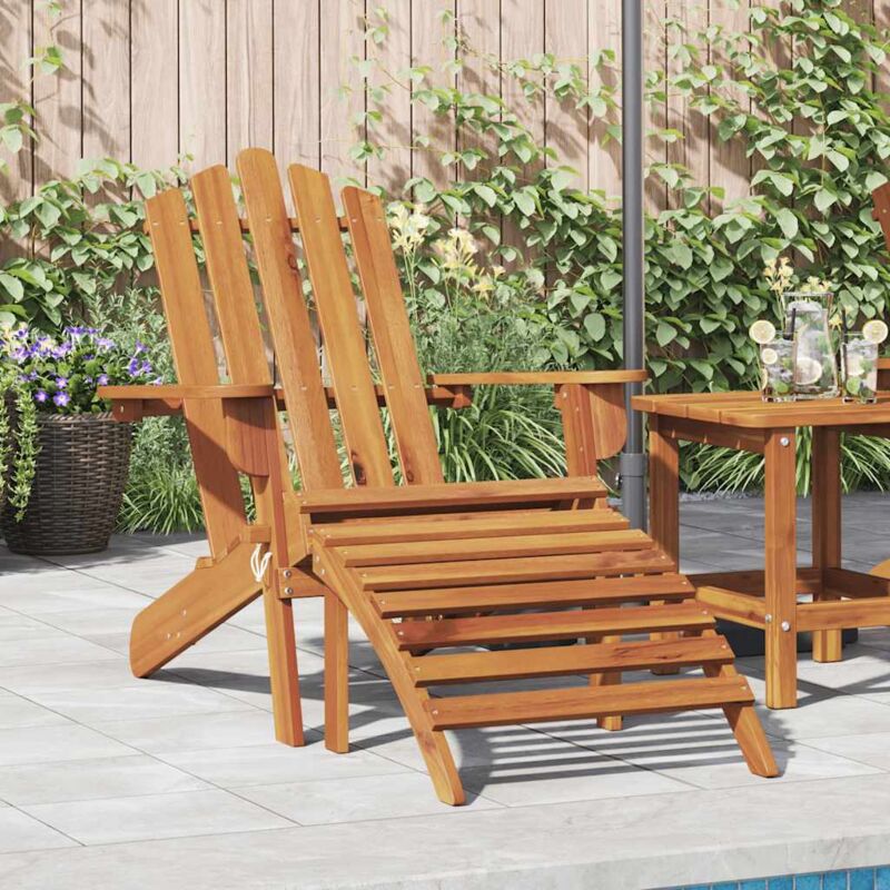 Garden Adirondack Chair with Footrest Solid Acacia Wood vidaXL