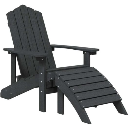 Garden Adirondack Chair with Footstool HDPE Anthracite vidaXL