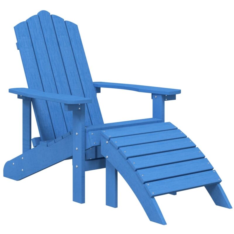 Garden Adirondack Chair with Footstool HDPE Aqua Blue vidaXL