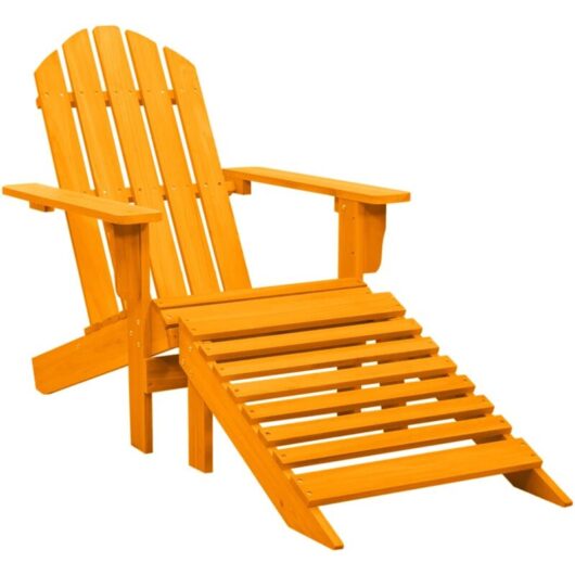 Garden Adirondack Chair with Ottoman Solid Fir Wood Orange vidaXL