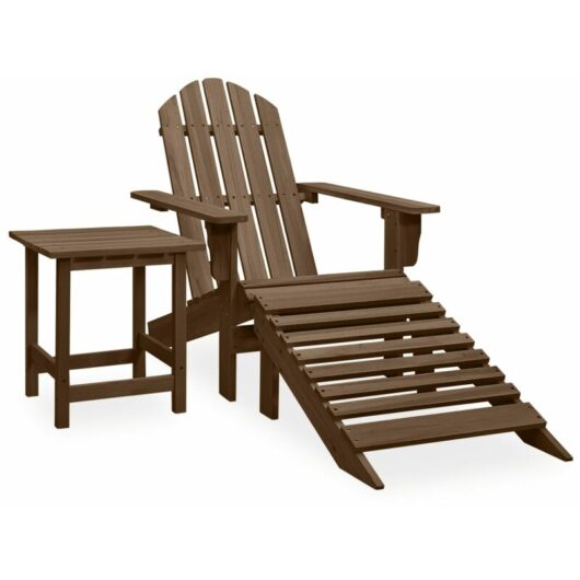 Garden Adirondack Chair with Ottoman&Table Solid Fir Wood Brown vidaXL
