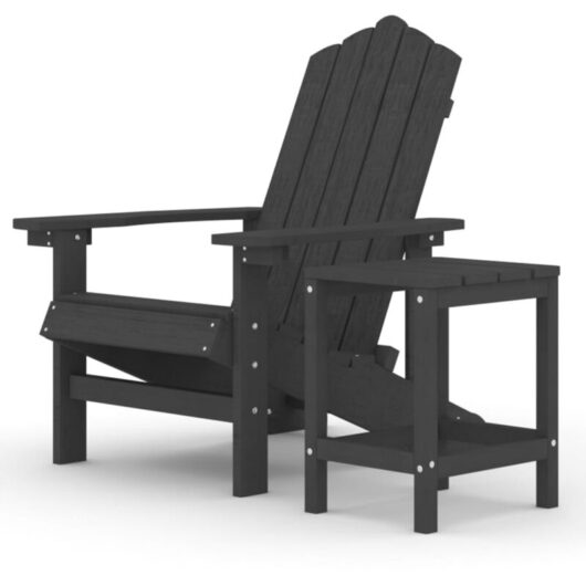 Garden Adirondack Chair with Table HDPE Anthracite vidaXL