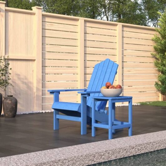 Garden Adirondack Chair with Table HDPE Aqua Blue vidaXL