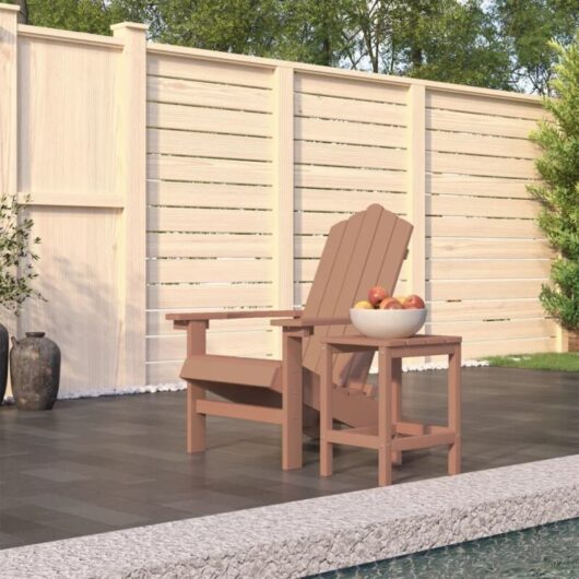 Garden Adirondack Chair with Table HDPE Brown vidaXL