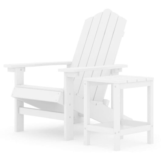 Garden Adirondack Chair with Table HDPE White vidaXL