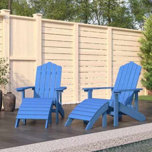 Garden Adirondack Chairs 2 pcs with Footstools HDPE Aqua Blue vidaXL