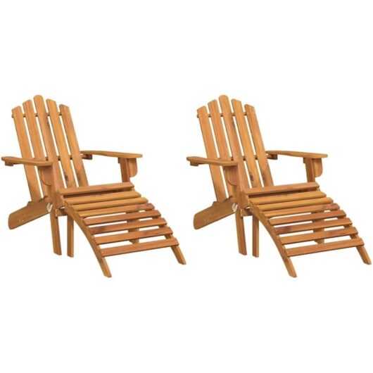 Garden Adirondack Chairs with Footrests 2 pcs Solid Wood Acacia vidaXL
