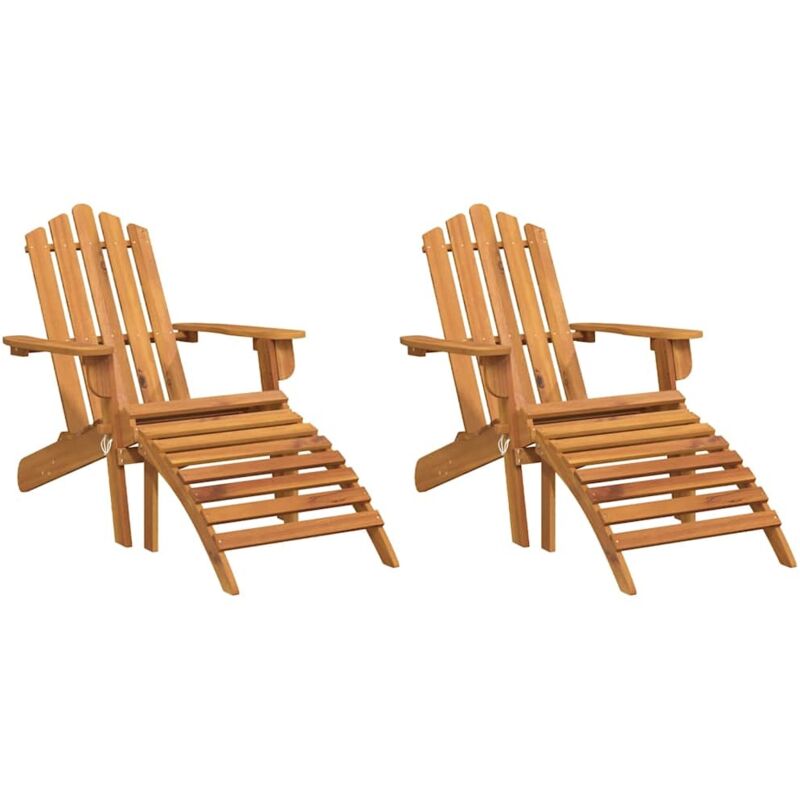 Garden Adirondack Chairs with Footrests 2 pcs Solid Wood Acacia vidaXL