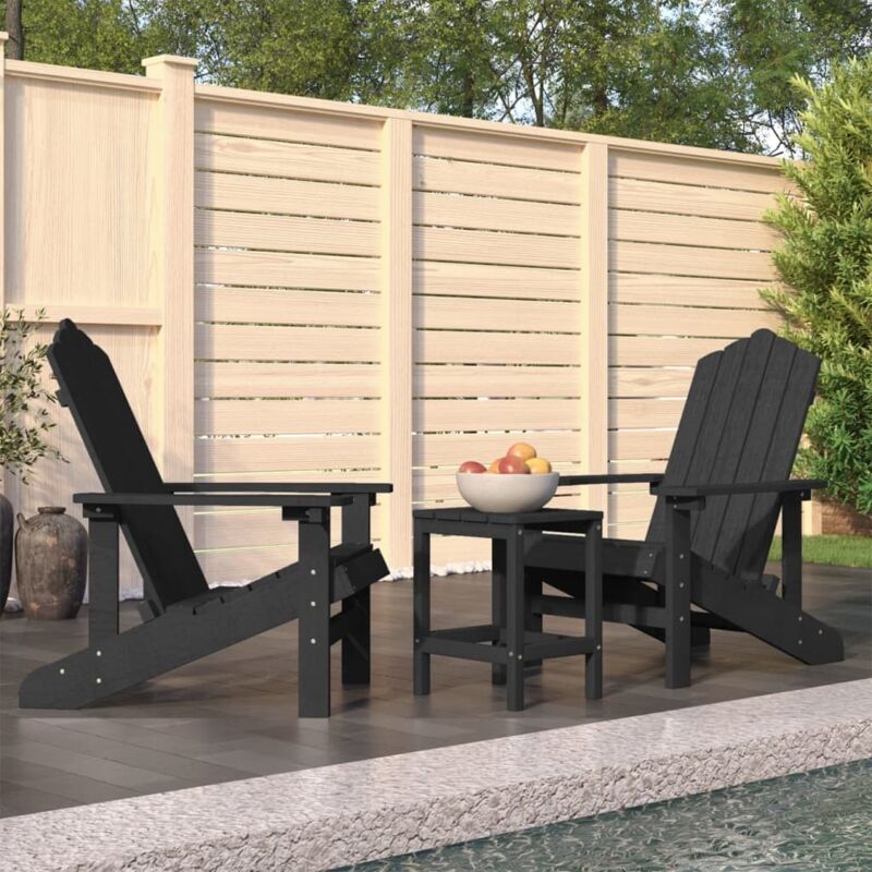 Garden Adirondack Chairs with Table HDPE Anthracite vidaXL
