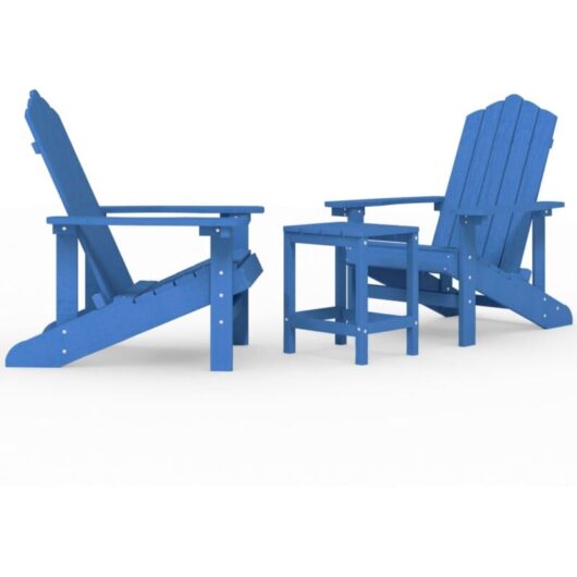 Garden Adirondack Chairs with Table HDPE Aqua Blue vidaXL