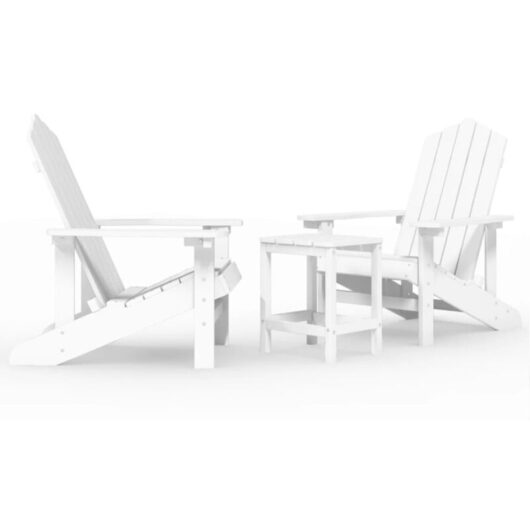 Garden Adirondack Chairs with Table HDPE White vidaXL