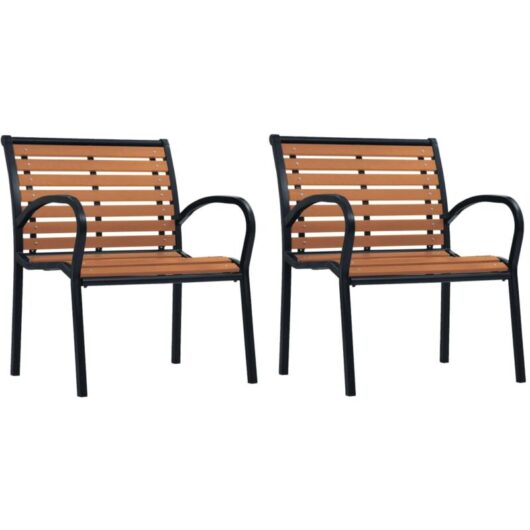 Garden Chairs 2 pcs Steel and WPC Black and Brown vidaXL