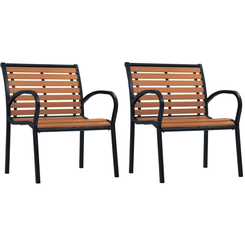 Garden Chairs 2 pcs Steel and WPC Black and Brown vidaXL