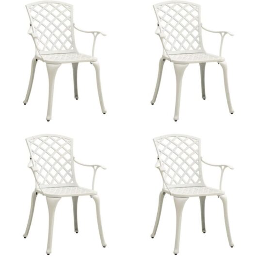 Garden Chairs 4 pcs Cast Aluminium White vidaXL