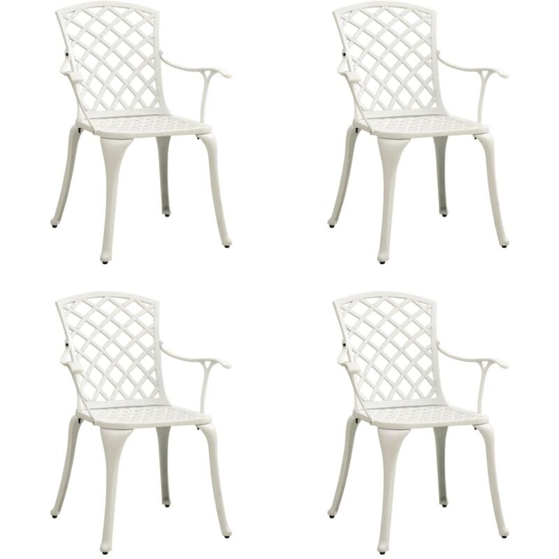 Garden Chairs 4 pcs Cast Aluminium White vidaXL