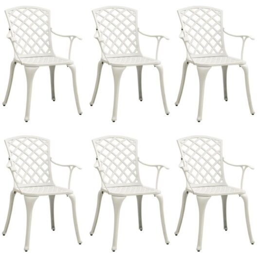 Garden Chairs 6 pcs Cast Aluminium White vidaXL