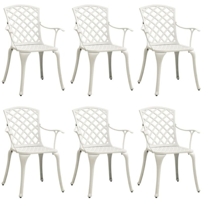 Garden Chairs 6 pcs Cast Aluminium White vidaXL