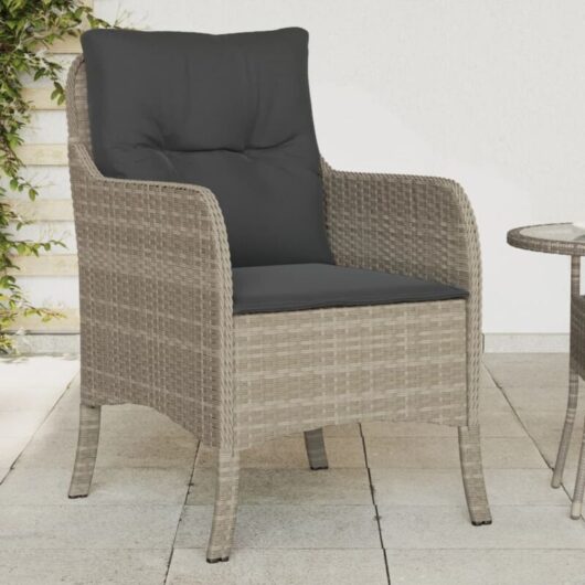 Garden Chairs with Cushions 2 pcs Light Grey Poly Rattan vidaXL