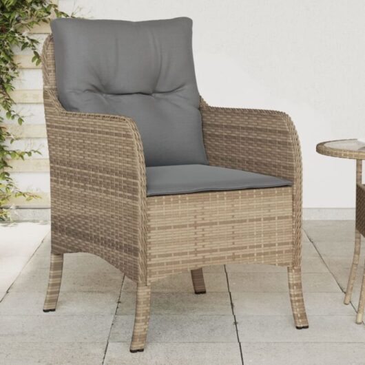 Garden Chairs with Cushions 2 pcs Mix Beige Poly Rattan vidaXL